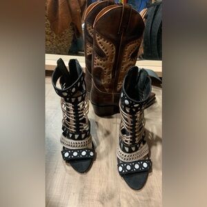 SCHUTZ Black and Gold Heels